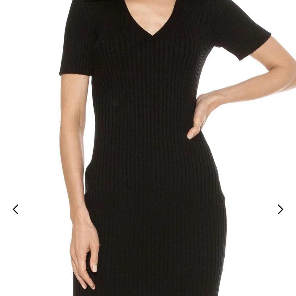 Alexia Admor Black Ribbed Midi Dress